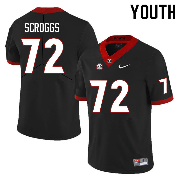 Youth #72 Griffin Scroggs Georgia Bulldogs College Football Jerseys Sale-Black Anniversary